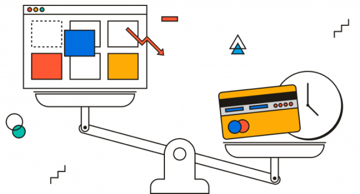 A scale balancing projects against money and time